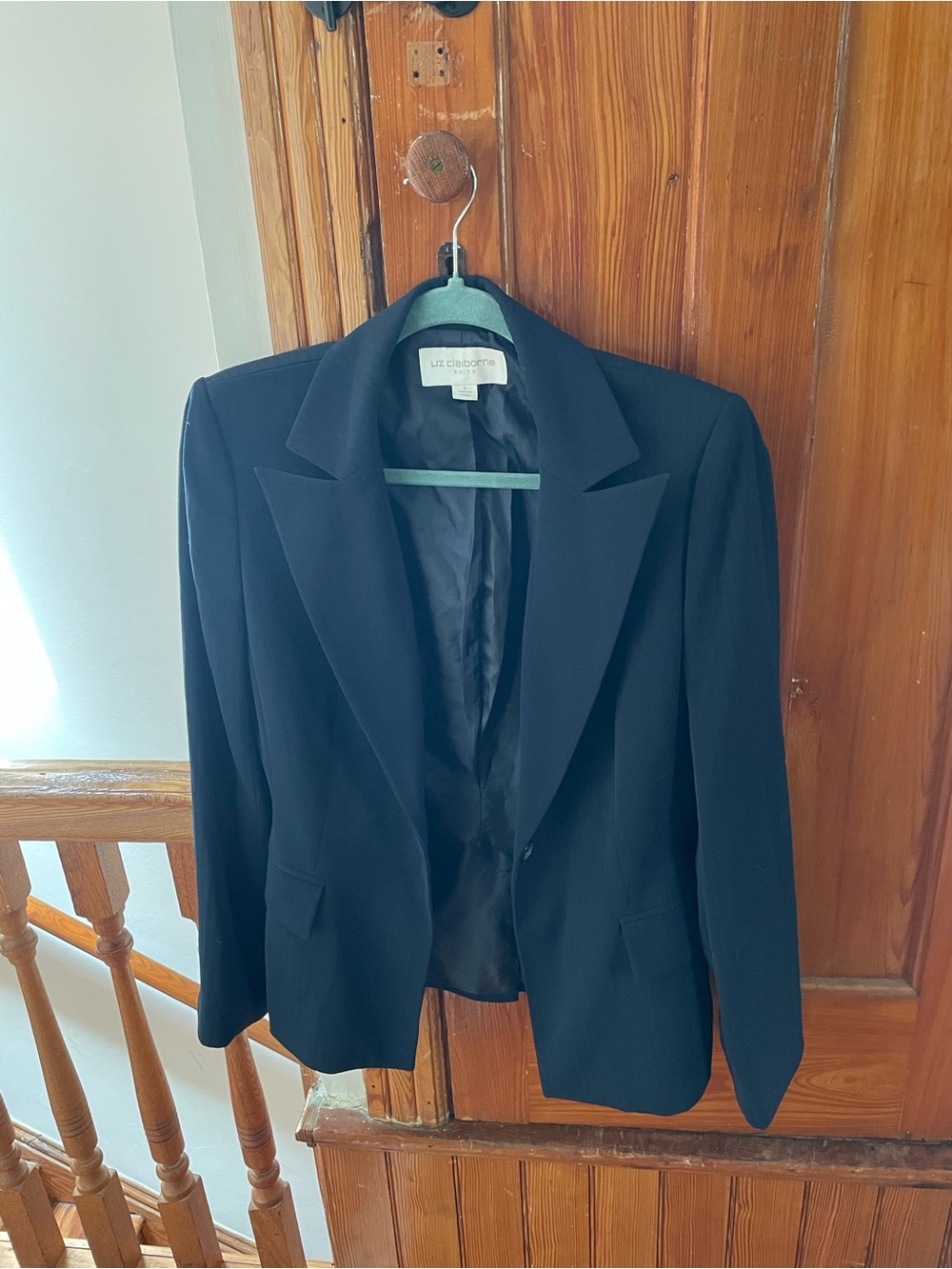 Liz Claiborne Black Lined Women's Suit Jacket with Mint Collar